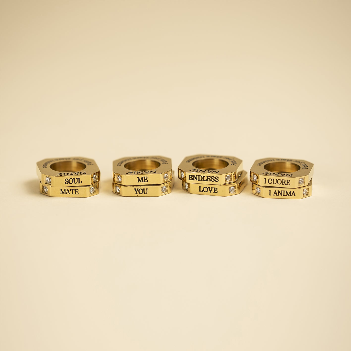Coppia Ciondoli Gioielli Gemelli - PVD Oro 14kt con zirconi